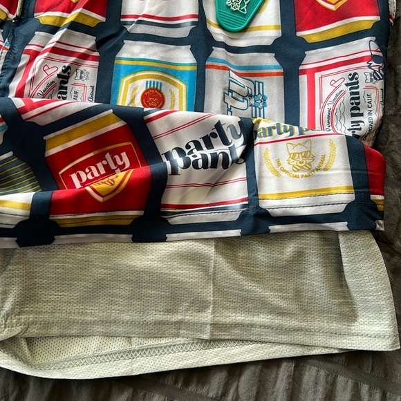 NWT Party Pants Beer Can Red Shote Blue Drawstring Swim Trunks Mens XXL - Picture 11 of 16